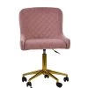 Heron Office Chair in Pink Velvet & Gold Base