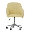 Lule Office Chair in Cream Leather & Chrome Base