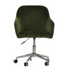 Lule Office Chair in Olive Green Velvet & Chrome Base