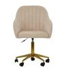 Lule Office Chair in Natural Cream Fabric & Gold Base