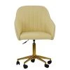 Lule Office Chair in Cream Leather & Gold Base