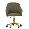 Lule Office Chair in Taupe Leather & Gold Base