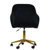 Lule Office Chair in Black Velvet & Gold Base