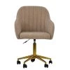 Lule Office Chair in Fawn Brown Fabric & Gold Base