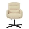 Katarni Office Chair in Cream Leather & Black Base