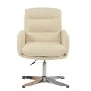 Katarni Office Chair in Cream Leather & Chrome Base