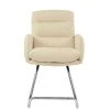 Nikan Office Chair in Cream Leather & Chrome Base