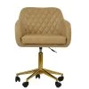 Langham Office Chair in Aged Cream Leather & Gold Base