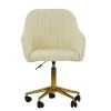 Lule Office Chair in Cream Boucle & Gold Base