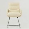 Nikan Office Chair in Cream Boucle & Chrome Base