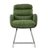 Nikan Office Chair in Aged Olive Green Leather & Chrome Base