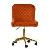 Heron Office Chair in Burnt Orange Velvet & Gold Base