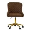 Heron Office Chair in Aged Brown Leather & Gold Base