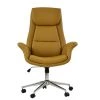 Slim Office Chair in Light Tan Brown Leather