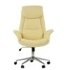 Slim Office Chair in Cream Leather