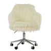 Snoop Office Chair in Cream Faux Fur & Chrome Base