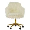 Snoop Office Chair in Cream Faux Fur & Gold Base
