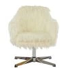 Fallen Office Chair in Cream Faux Fur & Chrome Base