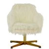 Fallen Office Chair in Cream Faux Fur & Gold Base
