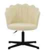 Scallop Office Chair in Cream Boucle & Black Base