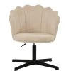 Scallop Office Chair in Natural Cream Fabric & Black Base