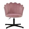 Scallop Office Chair in Pink Velvet & Black Base