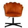 Scallop Office Chair in Burnt Orange Velvet & Black Base