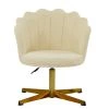 Scallop Office Chair in Cream Boucle & Gold Base