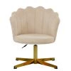 Scallop Office Chair in Natural Cream Fabric & Gold Base