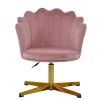 Scallop Office Chair in Pink Velvet & Gold Base