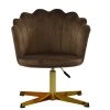 Scallop Office Chair in Mocha Velvet & Gold Base