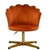 Scallop Office Chair in Burnt Orange Velvet & Gold Base