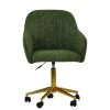 Lule Office Chair in Aged Olive Green Leather & Gold Base