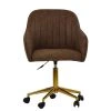 Lule Office Chair in Aged Brown Leather & Gold Base