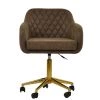 Langham Office Chair in Aged Brown Leather & Gold Base