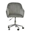 Lule Office Chair in Light Grey Velvet & Chrome Base