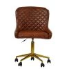 Heron Office Chair in Vintage Brown Leather & Gold Base