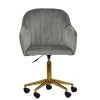 Lule Office Chair in Light Grey Velvet & Gold Base