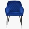 Opus Carver Dining Chair in Blue Velvet & Silver-Tipped Black Base