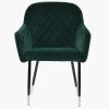 Opus Carver Dining Chair in Emerald Green Velvet & Silver-Tipped Black Base