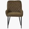 Opus Side Dining Chair in Aged Brown Leather & Black Base