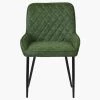 Opus Side Dining Chair in Aged Olive Green Leather & Black Base