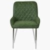 Opus Side Dining Chair in Aged Olive Green Leather & Chrome Base