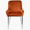 Opus Side Dining Chair in Burnt Orange Velvet & Chrome Base
