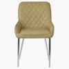 Opus Side Dining Chair in Aged Cream Leather & Chrome Base