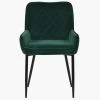 Opus Side Dining Chair in Emerald Green Velvet & Black Base