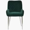 Opus Side Dining Chair in Emerald Green Velvet & Chrome Base