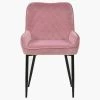 Opus Side Dining Chair in Pink Velvet & Black Base