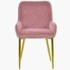 Opus Side Dining Chair in Pink Velvet & Gold Base