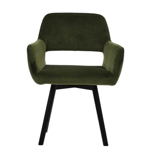 Lystrup Dining Chair Olive Green Velvet & Wood Leg
